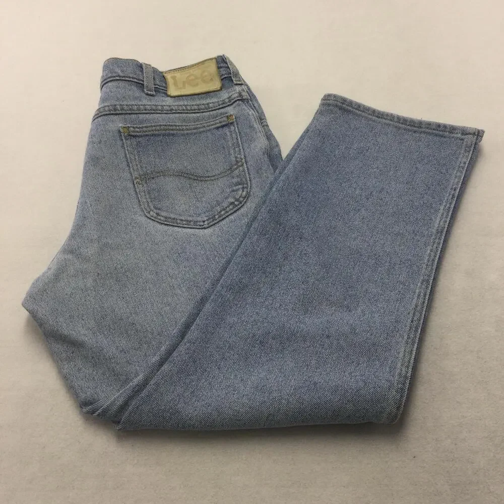 Lee Jeans Mens 36x30 Blue Light Wash Regular Fit Straight Leg Denim Zip Fly